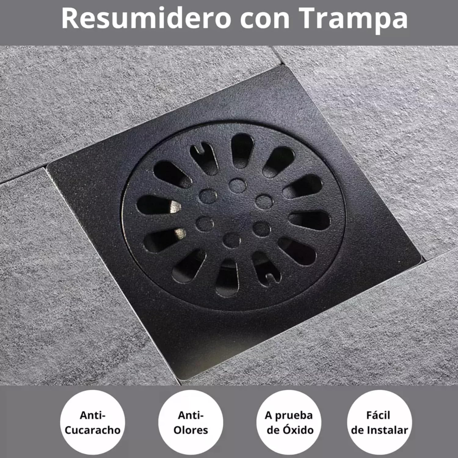 Regaderas Cuadradas XL 12" (30.48 cm x 30.48 cm) Acero Inox, Incluye Brazo de 40 cm, Mezcladora Monomando y Resumidero, Kits de regaderas, set completo de regadera negro mate