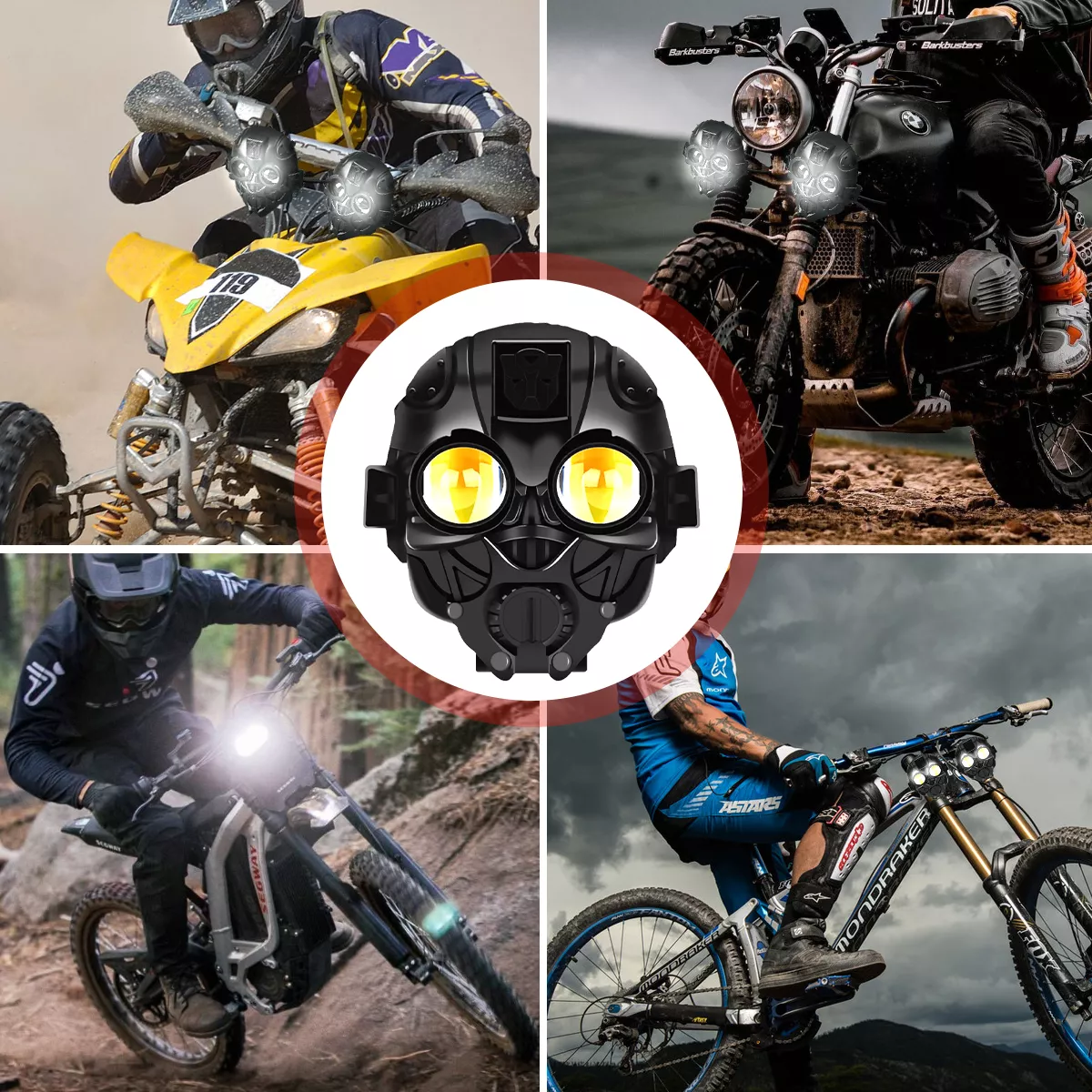 Par Faros Auxiliares Led Lupa Moto 4 Modos Alta/baja Estrobo