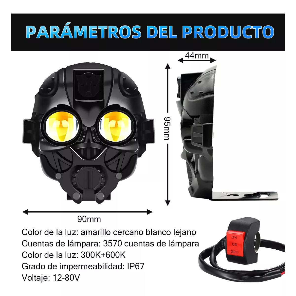 Par Faros Auxiliares Led Lupa Moto 4 Modos Alta/baja Estrobo
