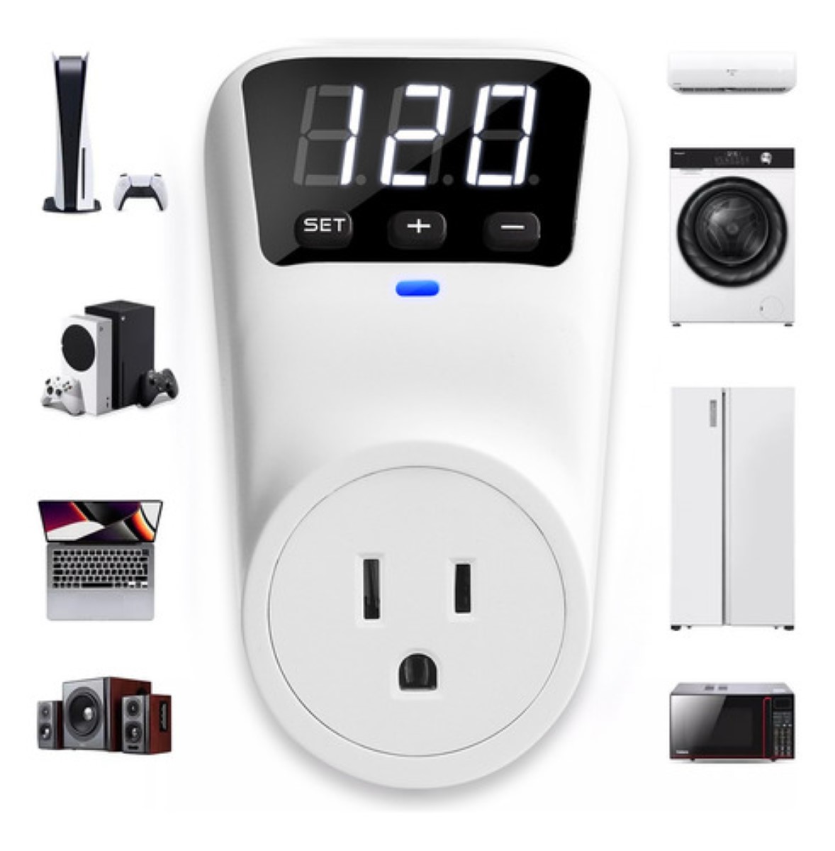 Regulador De Voltaje Protector Led Ajustable 80v-140v 1800va blanco con ...