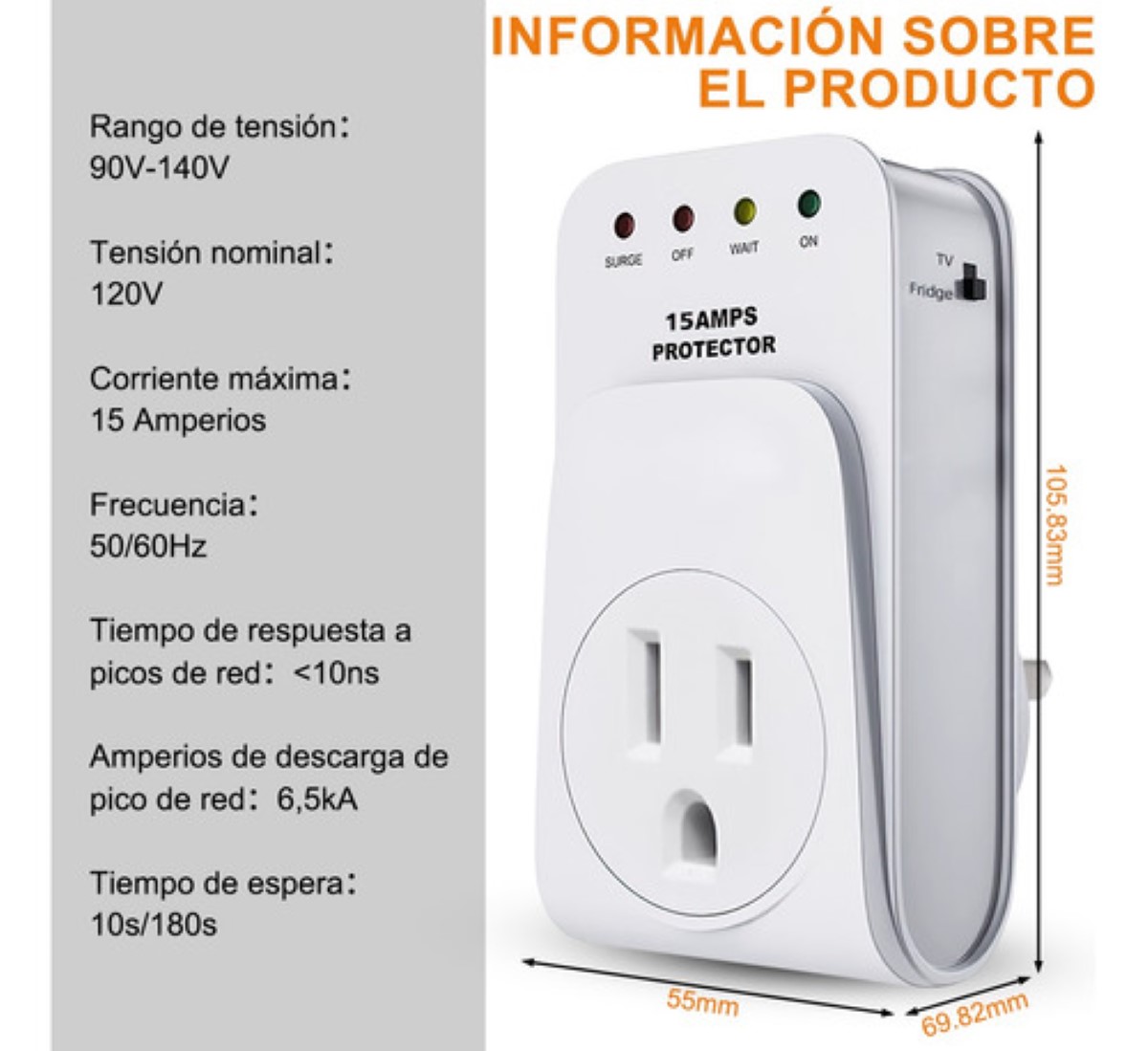 Protector Voltaje Estabilizador 120v Para Electrodomésticos blanco
