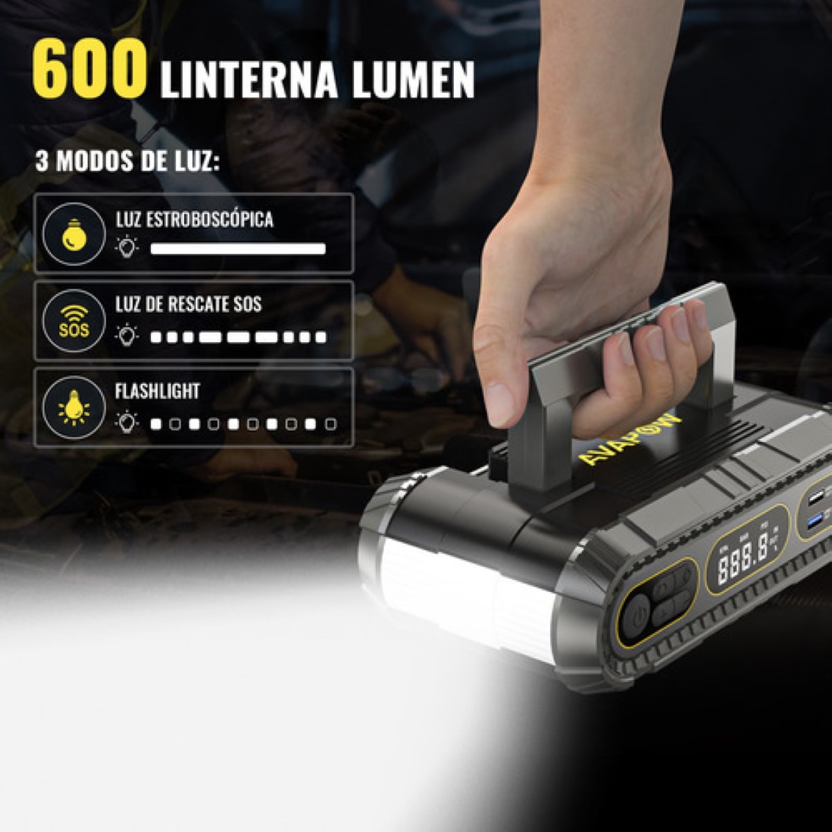 Arrancador De Batería De Auto Portátil 4000a Inflador 150psi gris
