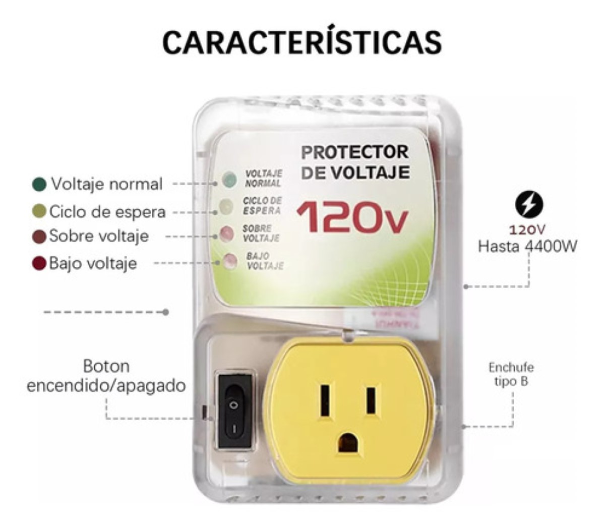 Protector De Voltaje JM2480 120v 2400w Supresor Electrodomesticos Color Blanco Picool