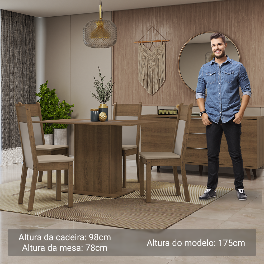 Juego de Comedor con Mesa y 4 Sillas Madesa Sheila MC