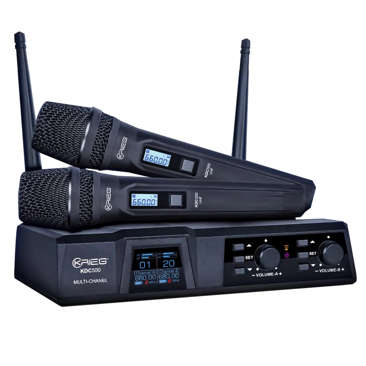 Microfono KRIEG KDC-500 Uhf Inalambrico Doble De Mano