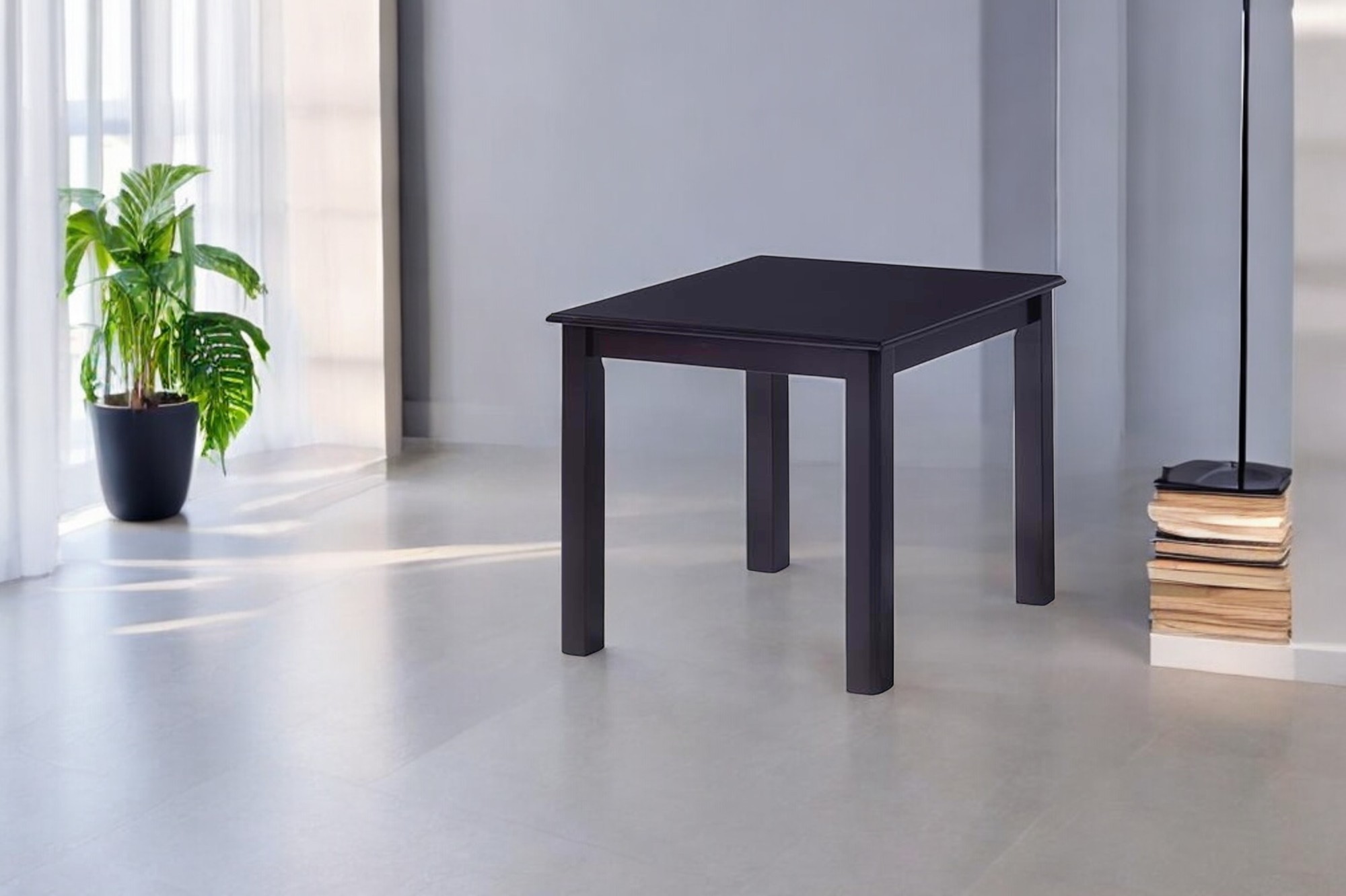 Mesa auxiliar lateral cuadrada de madera solida Monarca