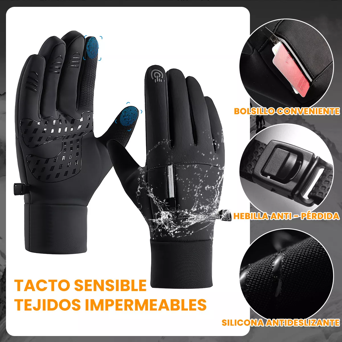 Guantes Térmicos Invierno P Moto/bicicleta Pantalla Tactil Talla M