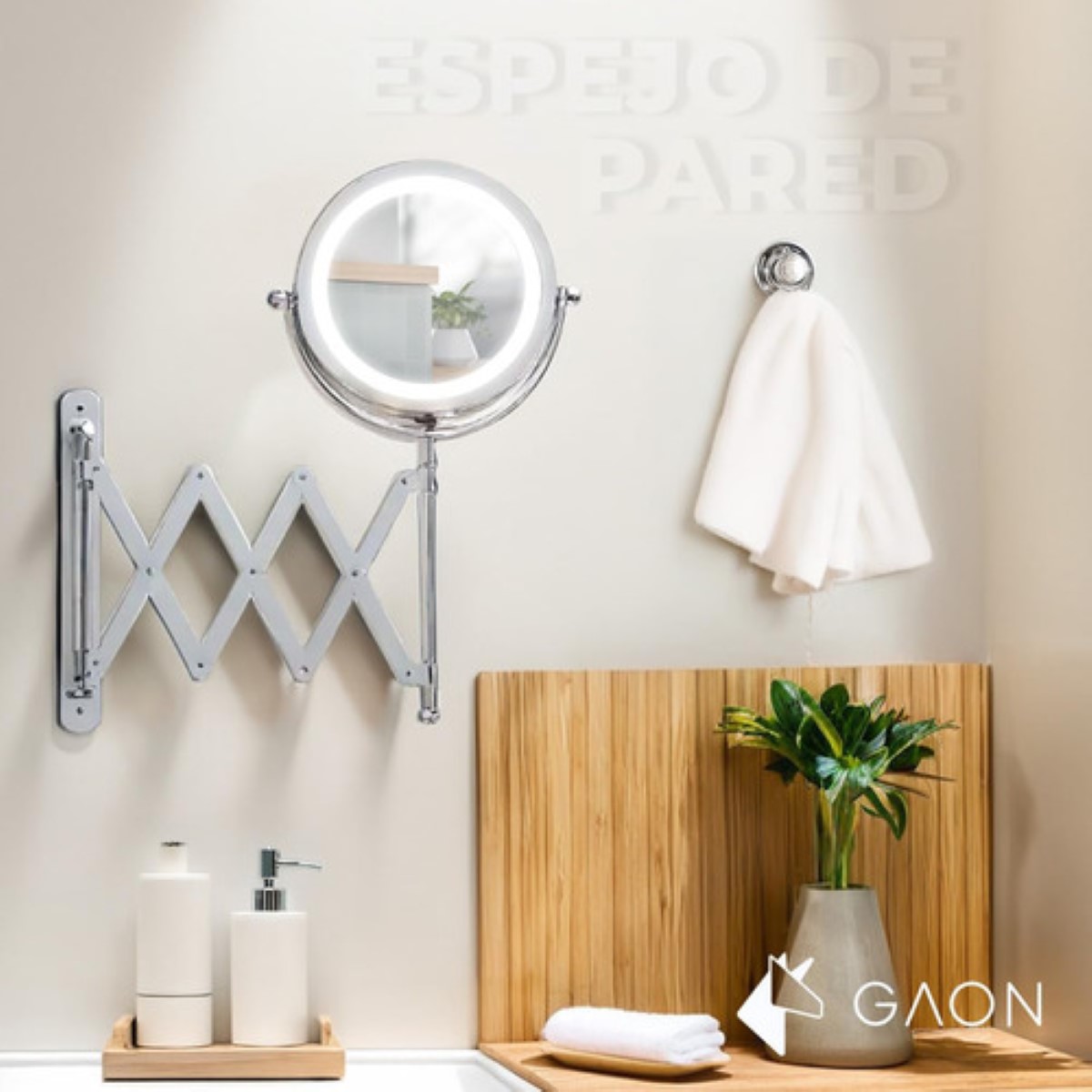 Espejo Redondo Para Maquillaje De Pared Con Luz Para Baño Marco Plateado 