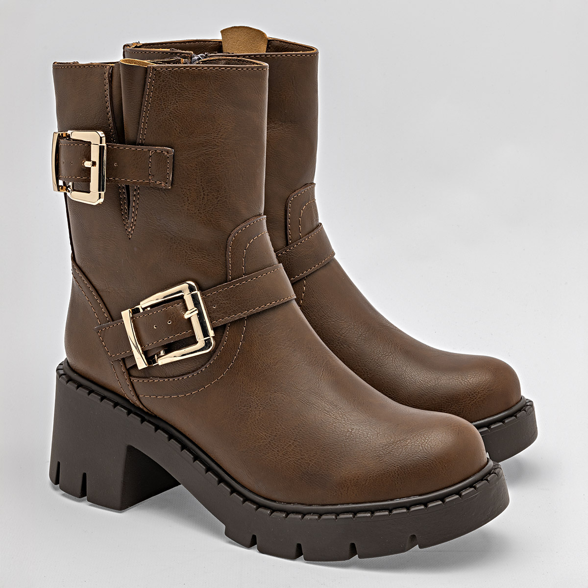 Kiut Botin Casual Mujer Tacon 6cm Tubo 17cm Color Cafe E9