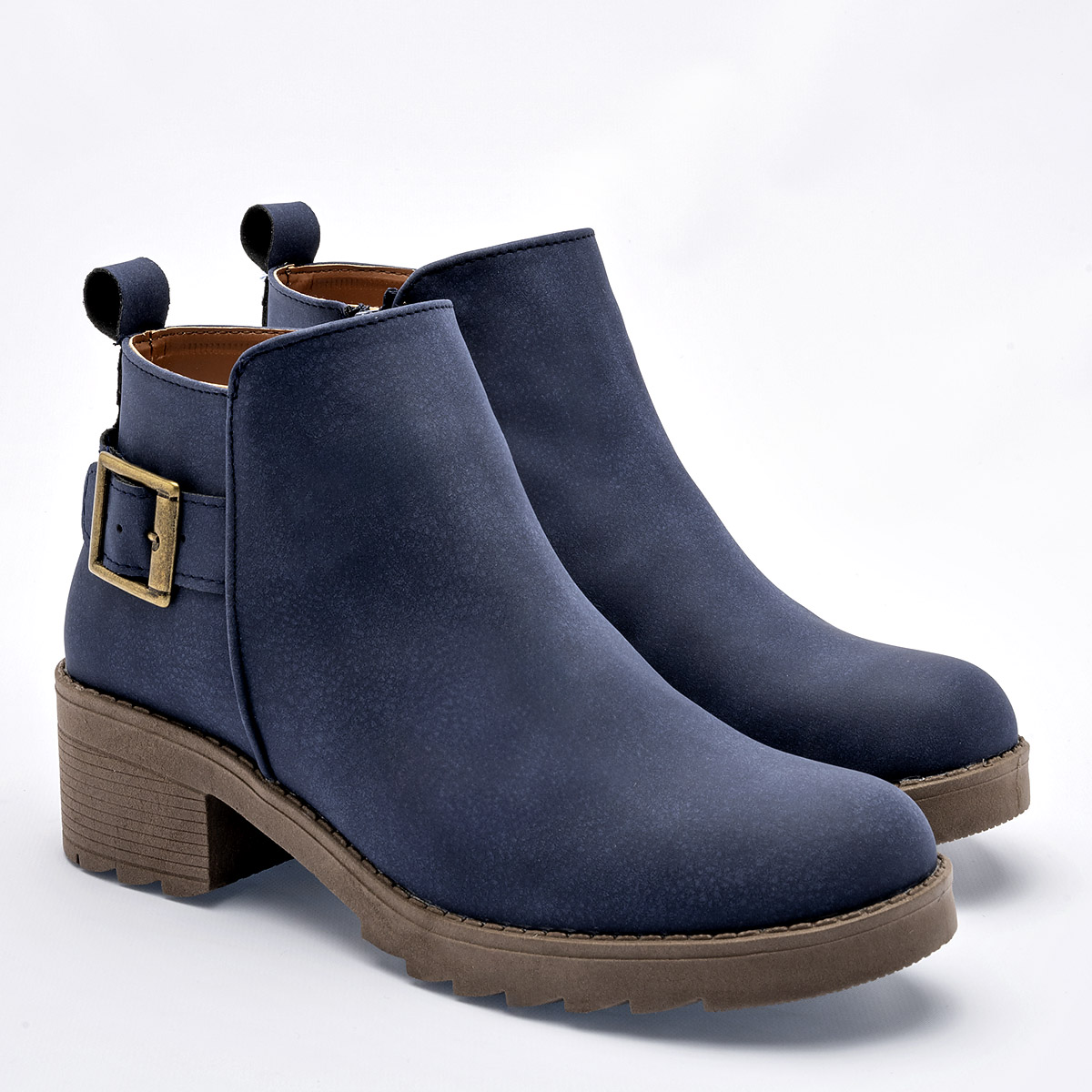 Tacon Ancho Botines Tacon Azul Charol Botines Tacon Azul Marino