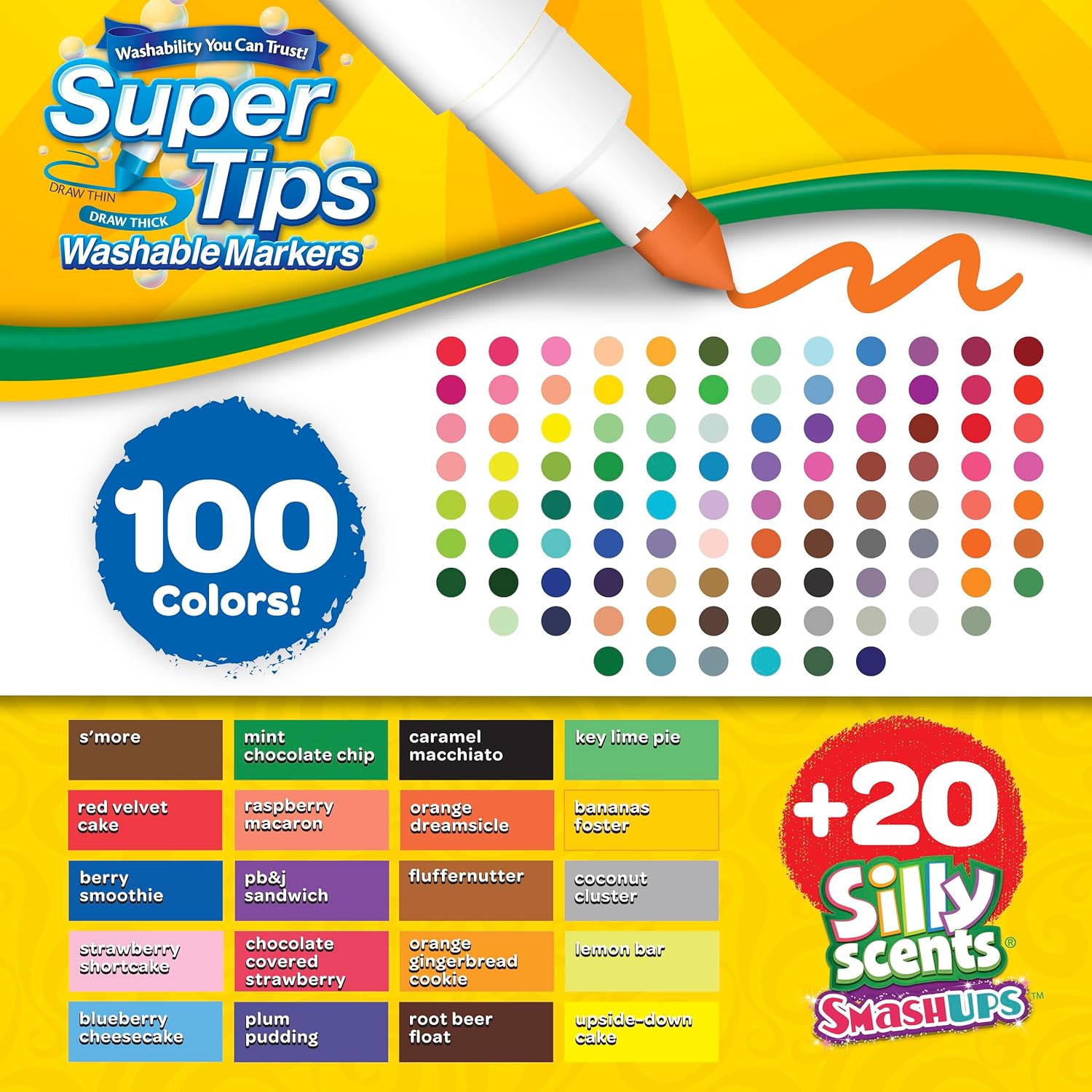Plumones Crayola Supertips 100 + 20 Doodle Scents