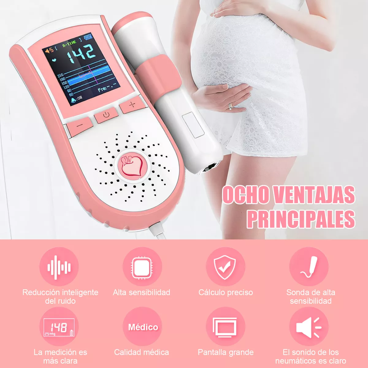 Monitor Fetal Doppler Para Escuchar Latidos Bebe Ultrasonido