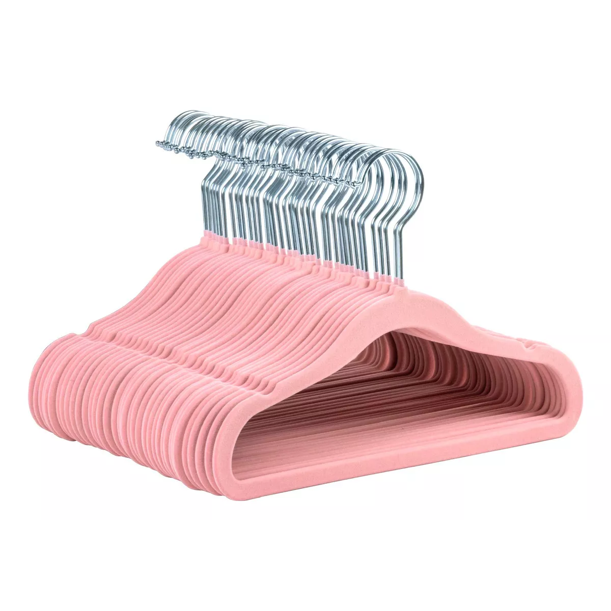 51 Ganchos de Terciopelo para Ropa de Bebe Antideslizante, 29 cm Rosa Claro