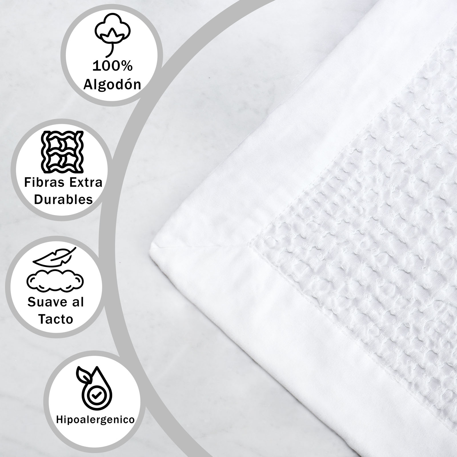Frazada Waffle Hokins 100% Algodón Suave y Fresca Cobija Decorativa de Alto Gramaje para Sofá o Cama (Blanco)
