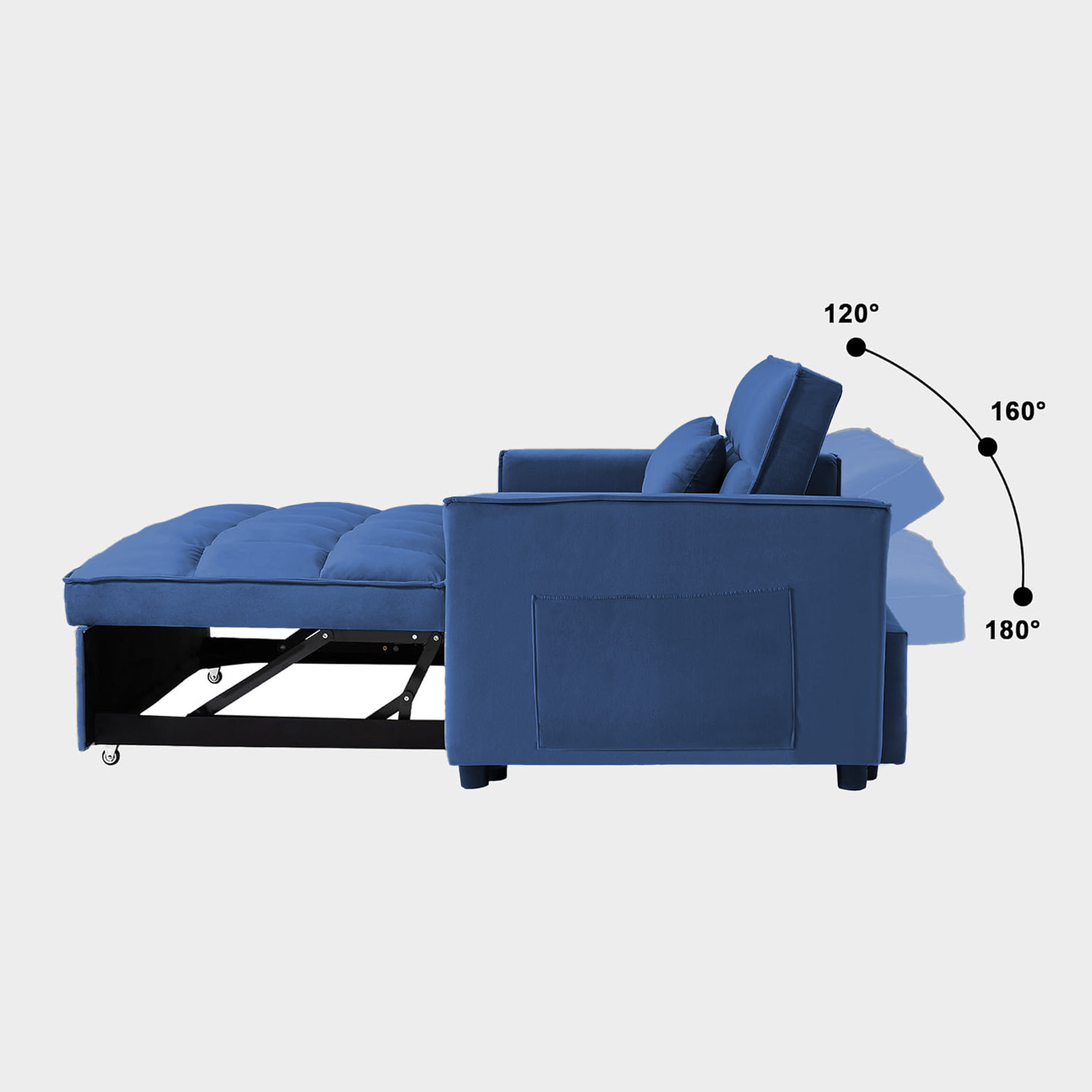 Sofácama Reclinable Convertible Matrimonial Bossa Anders Azul