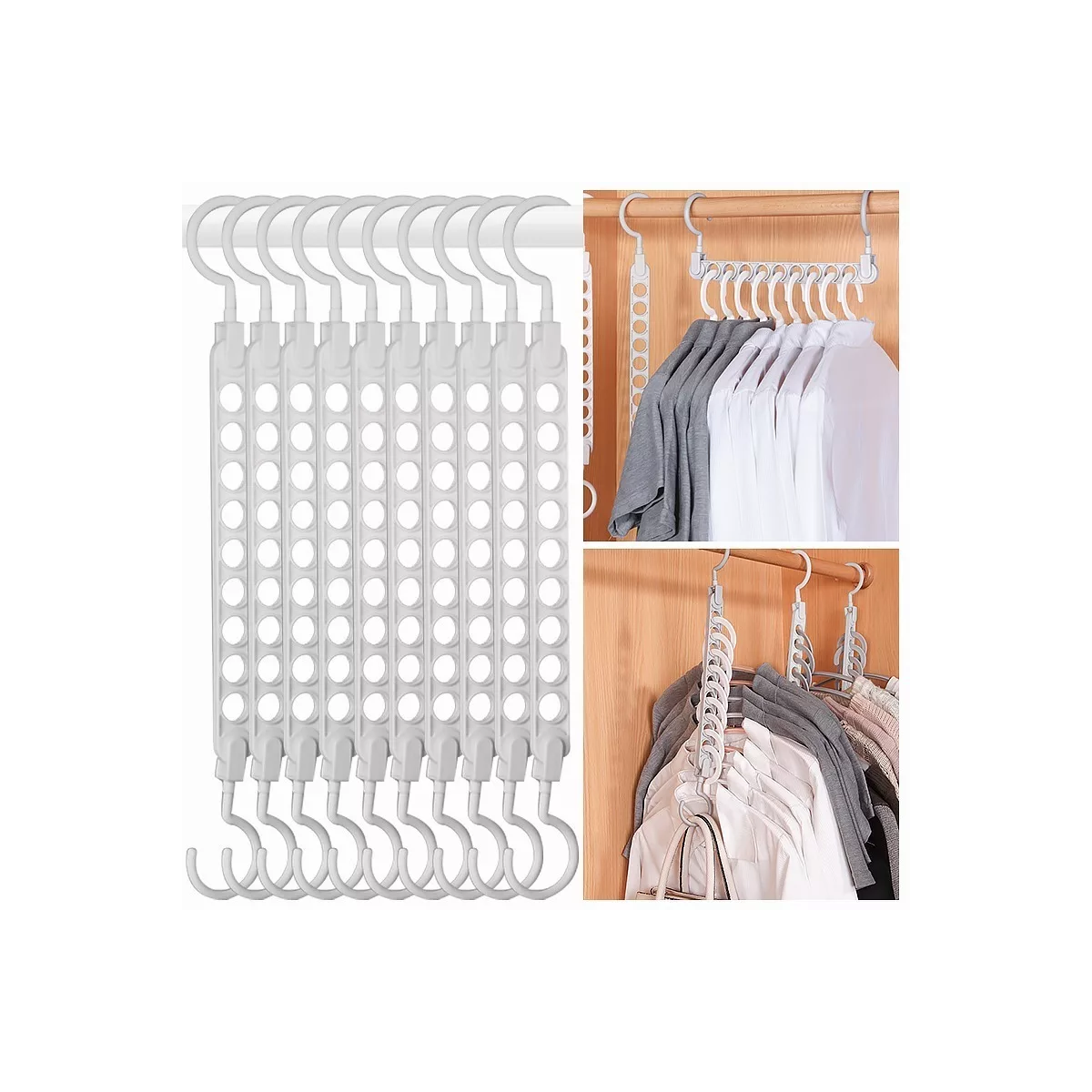 10 Pcs Gancho Para Ropa Múltiple Ahorra Espacio 9 Orificios