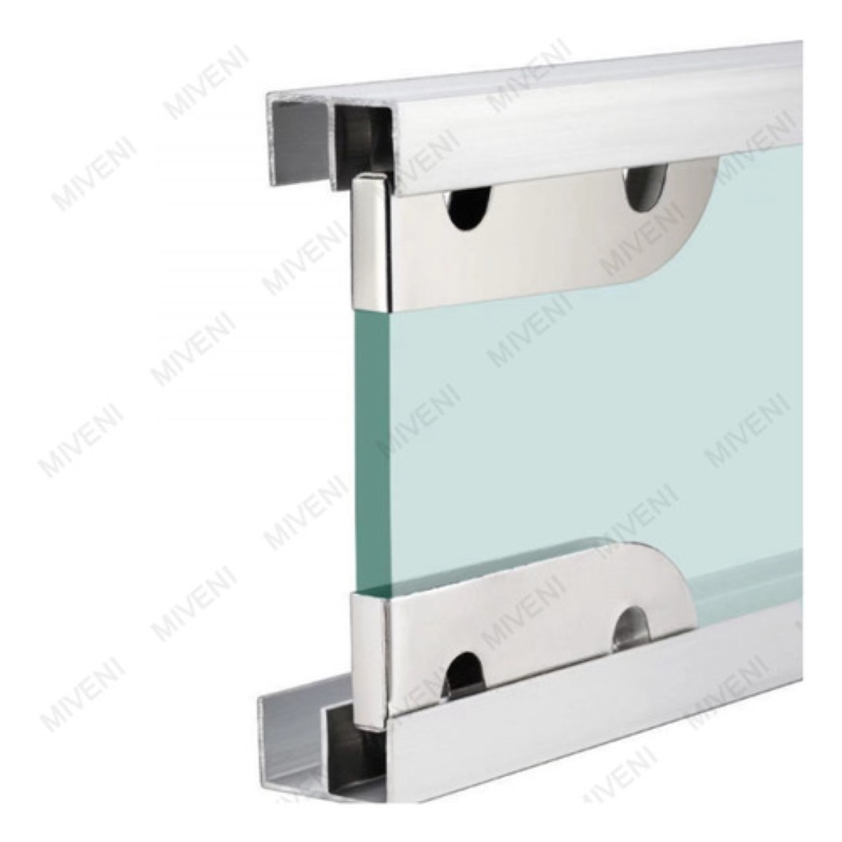 12 Pc Acero Inox Cristal 5mm + Riel Puerta Corredera 60cm PLATA 