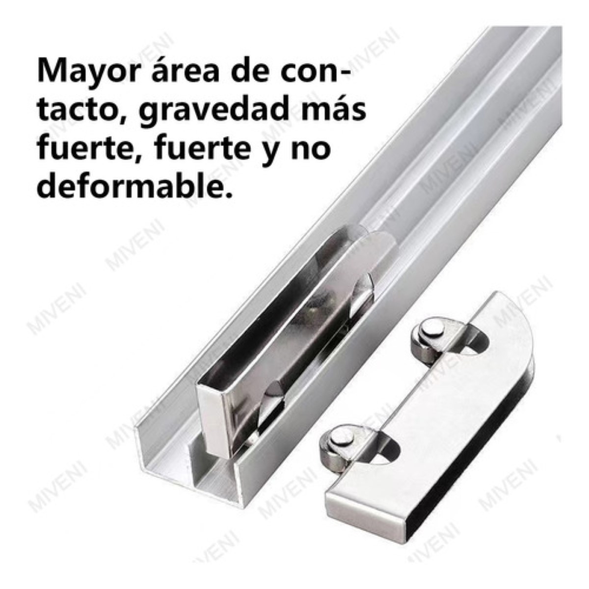 12 Pc Acero Inox Cristal 5mm + Riel Puerta Corredera 60cm PLATA 