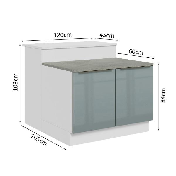 Isla de Cocina con Encimera y Mostrador Madesa Lux 120cm BG