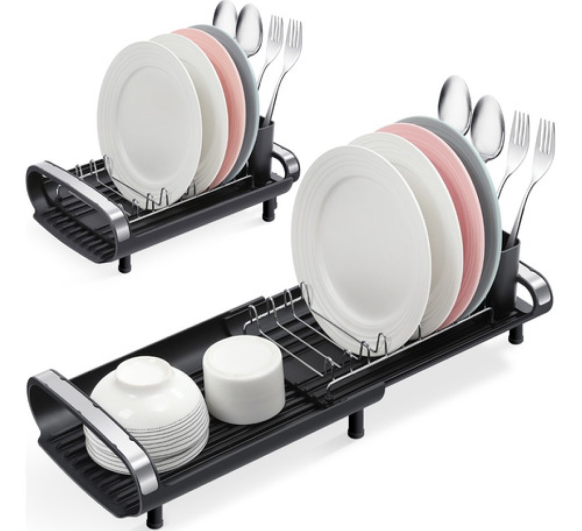Escurridor De Platos Pequeño Y Expandible Para Encimera NEGRO
