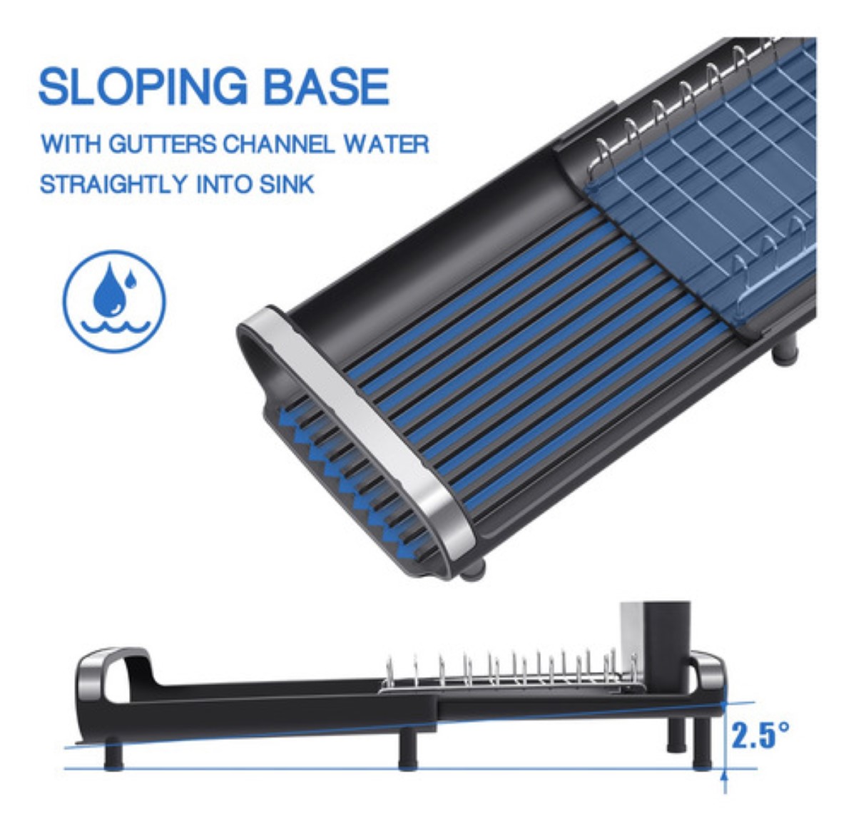 Escurridor De Platos Pequeño Y Expandible Para Encimera NEGRO