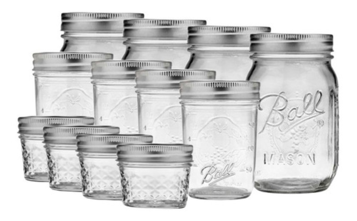 Set 12pz Mason Jar Ball Boca Regular 4oz, 8oz Y 16oz TRANSPARENTE
