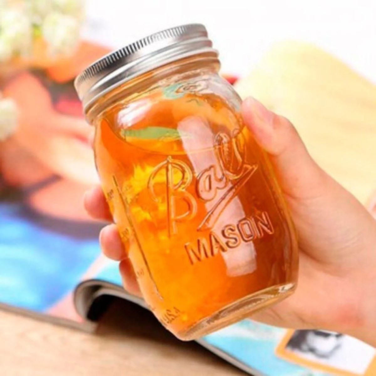 Set 12pz Mason Jar Ball Boca Regular 4oz, 8oz Y 16oz TRANSPARENTE
