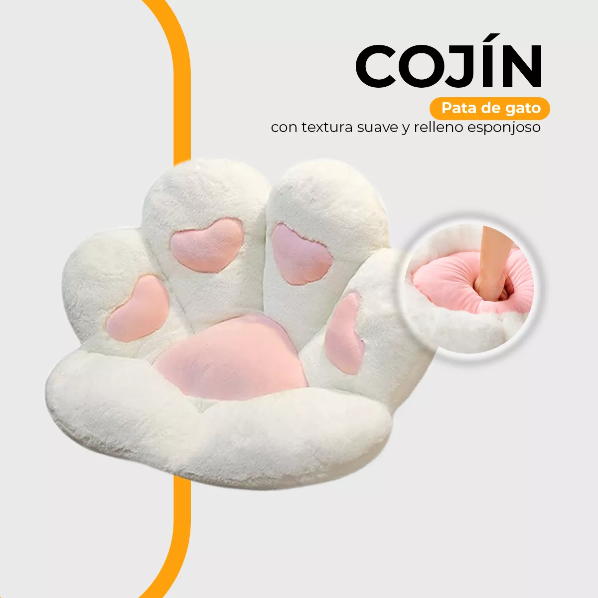 Cojin Decorativo Almohada Para Sala O Sillas De Pata De Gato Blanco/Rosa