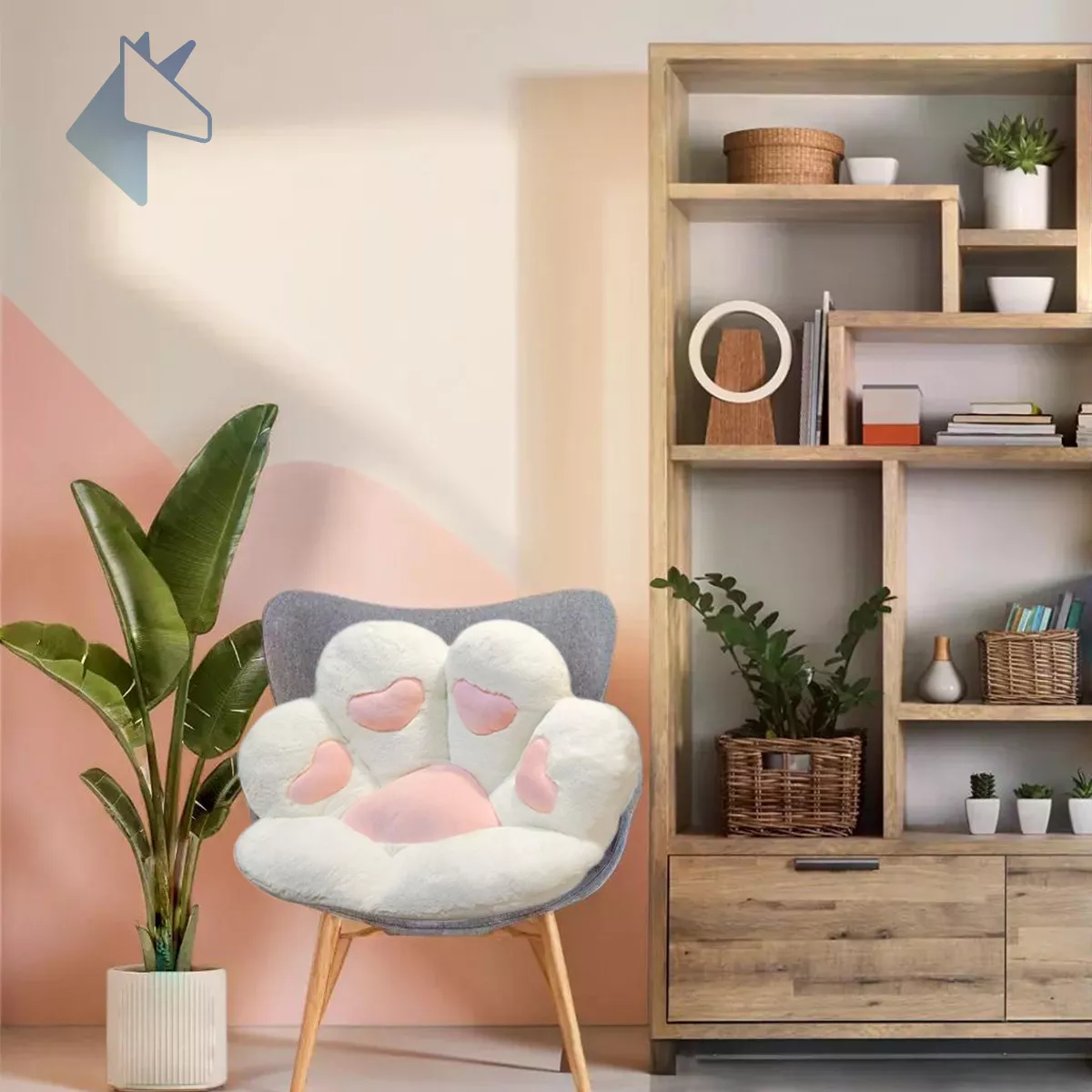 Cojin Decorativo Almohada Para Sala O Sillas De Pata De Gato Blanco/Rosa