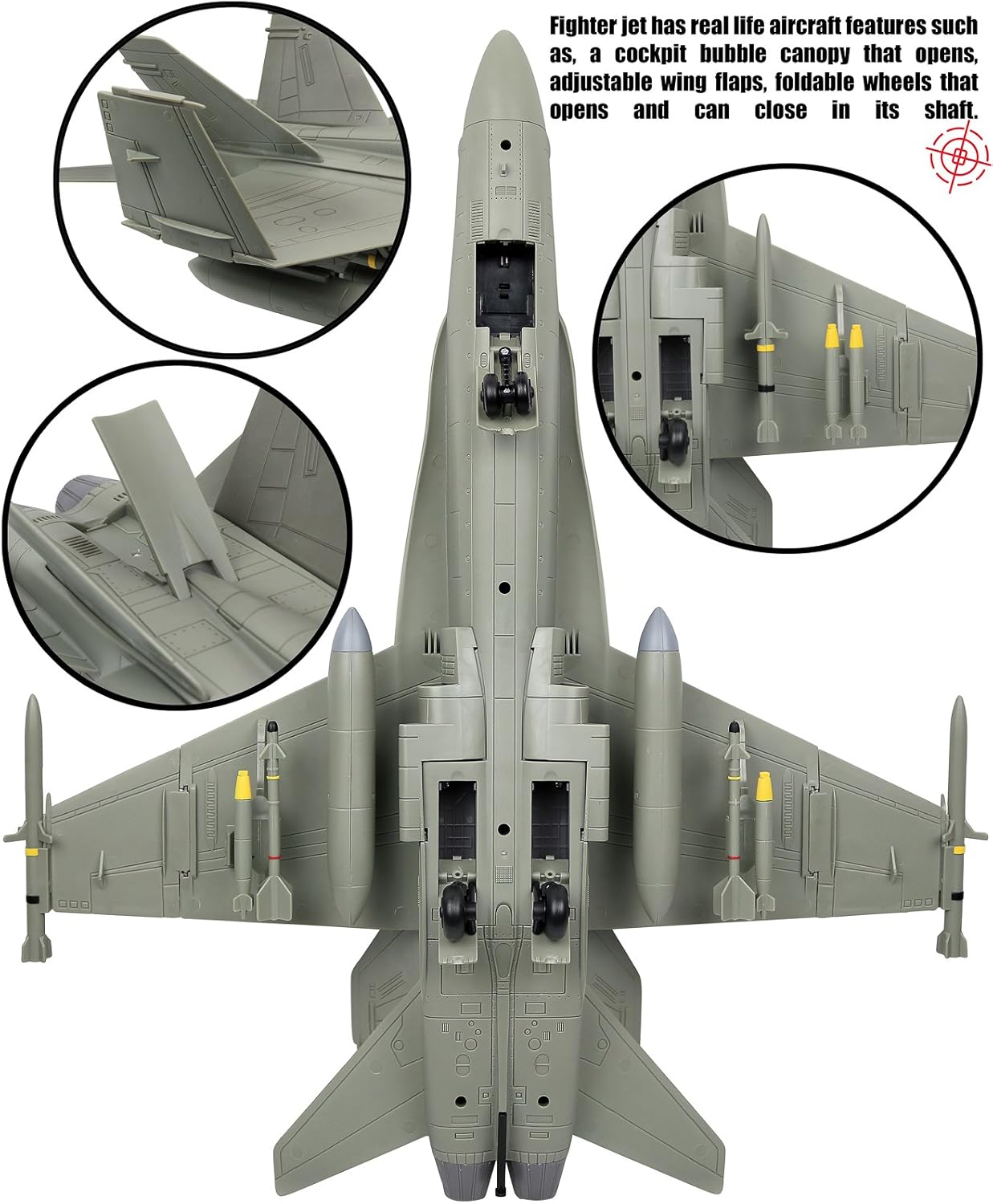 Gigante F18 Super Hornet Fighter Jet escala 1:18 Gijoe compatible Juego de 16 Piezas con Accesorios, Figura de acción