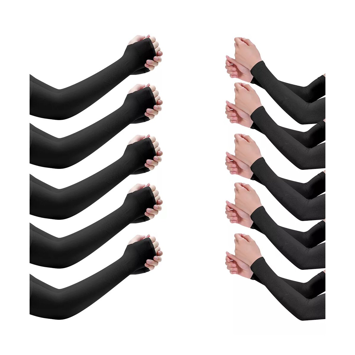 Mangas Protectoras Uv Para Brazos - 10 Pares Negro  