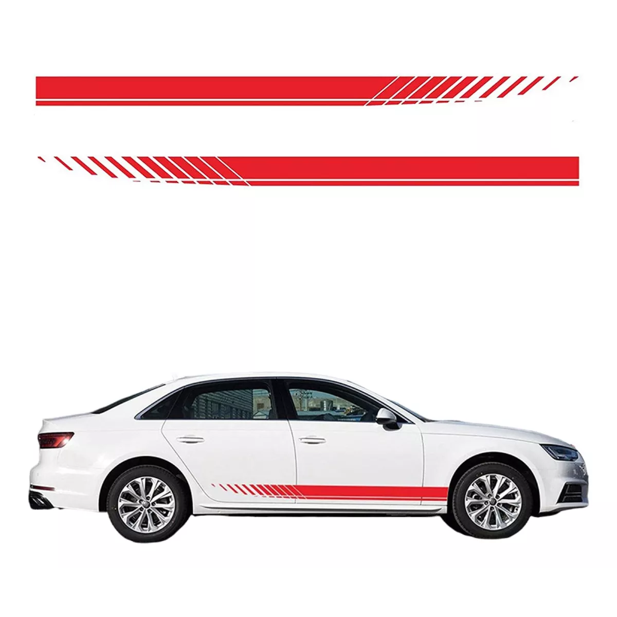 1 Par Stickers Calcomanias Para Auto Vinil Franjas Laterales Rojo