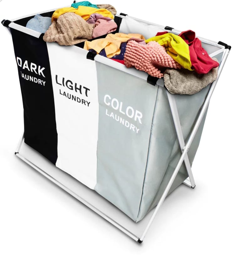 Cesto Ropa 3 Secciones Plegable Lavandería Hogar Recamara