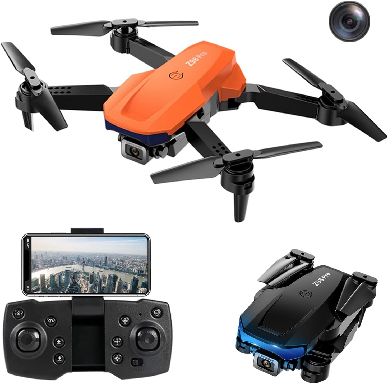 4K HD con 2 Camera RC Drone Altitude Hold 2.4GHz 4CH Cuadricóp tero plegable para principiantes