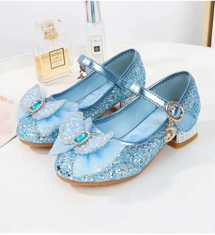 Zapatos de tacón alto de Elsa, Sandalias de Princesa para Niña talla de la 16cm a 22cm