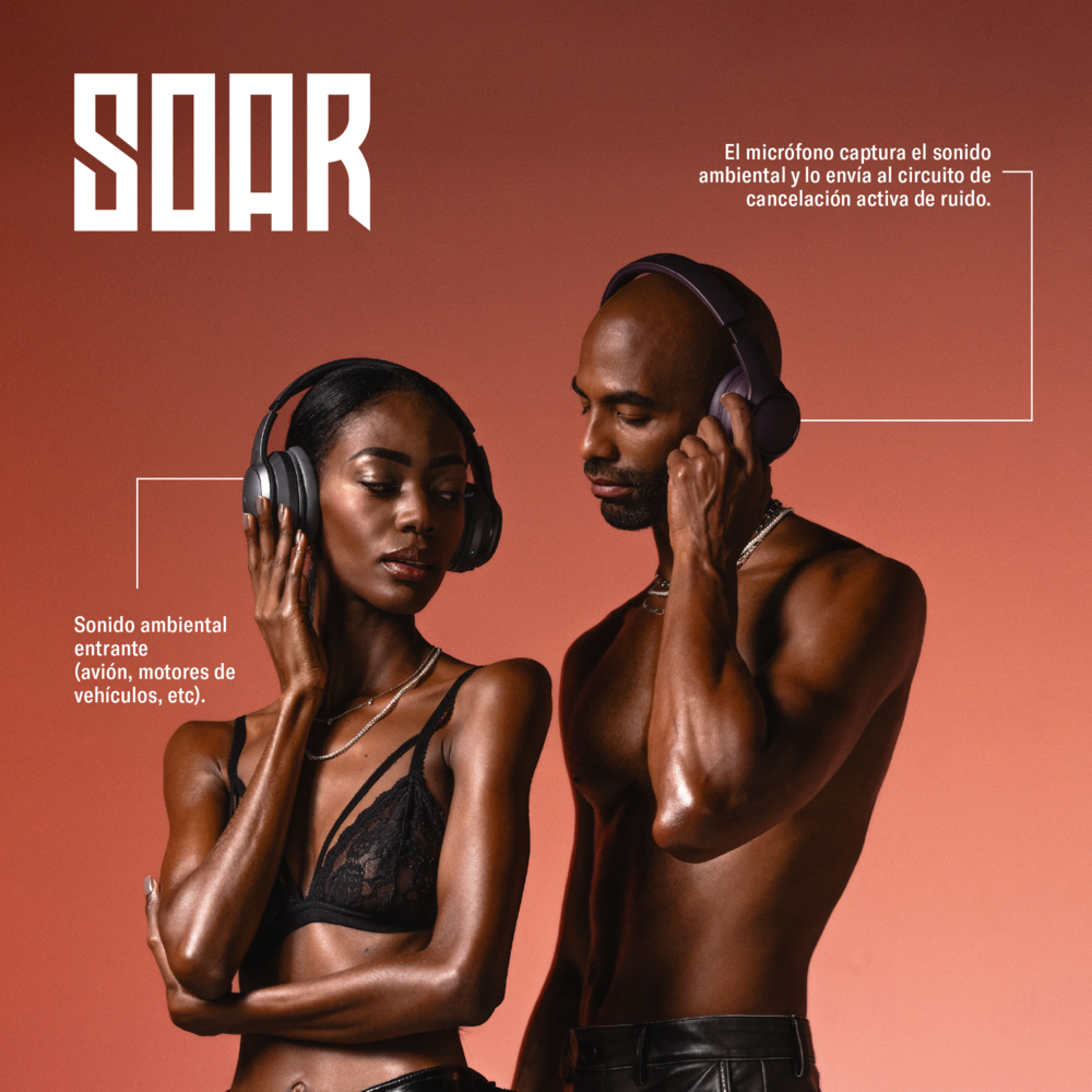 Audífonos Inalámbricos Stf Soar On Ear Anc Color Gris 