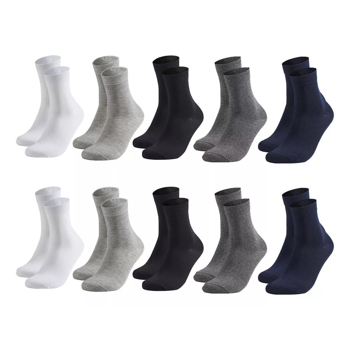Calceta Deportiva Hombre 100% Algodón 10 Pares Mezclado