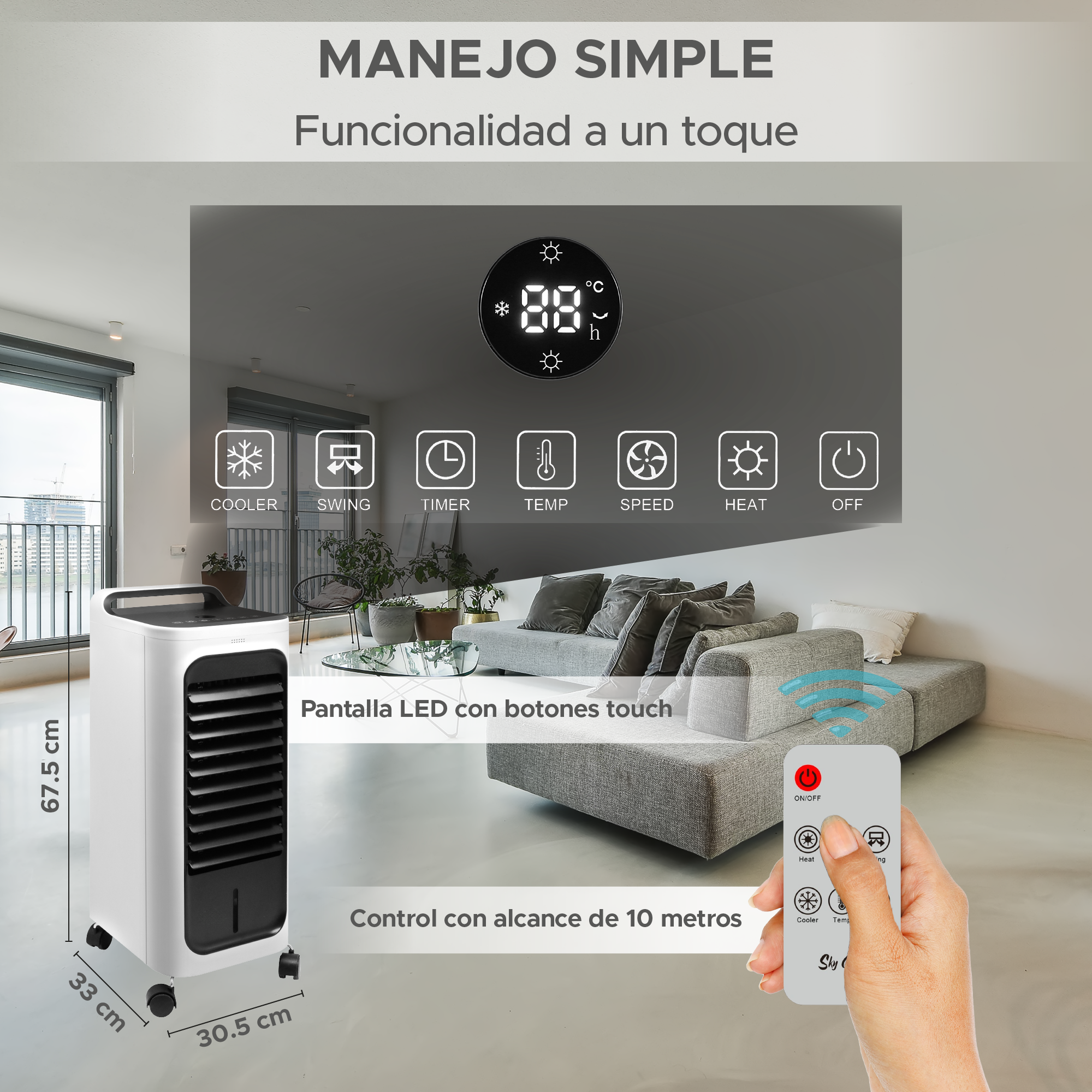 Calefactor y Enfriador 4 en 1 SkyCare – Portátil, Silencioso y Eficiente 