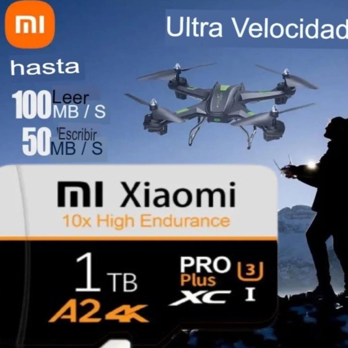 Memoria micro SD 1TB U3 XC alta velocidad vídeo 4K A2 tarjeta SD PRO PLUS cel pc tablet cámara negr