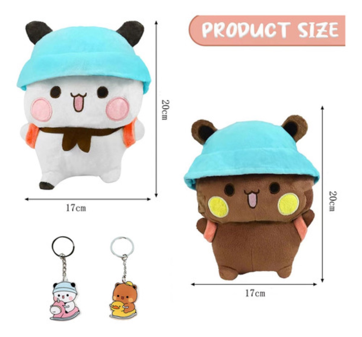 Bubu Y Dudu Peluches Lindo Muñeco De Dibujos Animados BLANCO CAFE GORRO AZUL 
