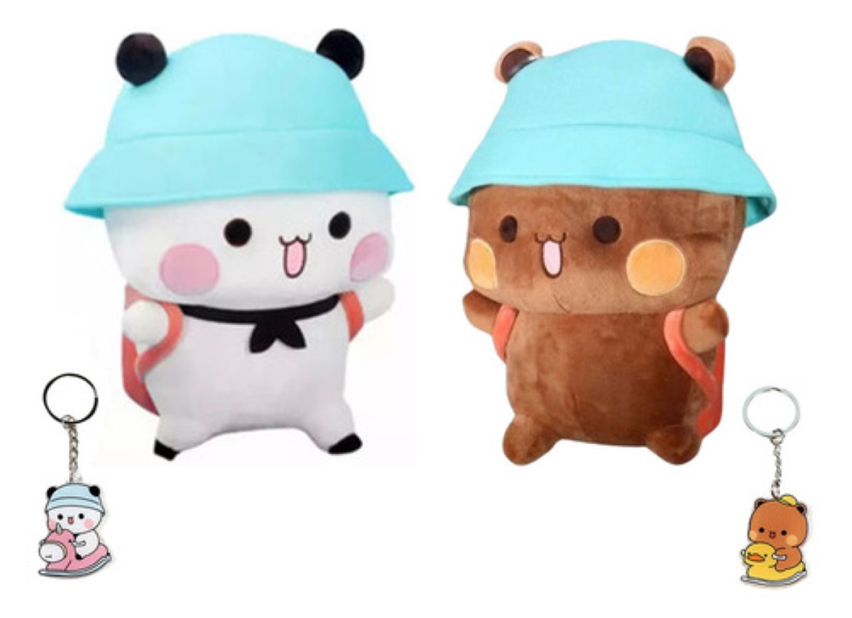 Bubu Y Dudu Peluches Lindo Muñeco De Dibujos Animados BLANCO CAFE GORRO AZUL 