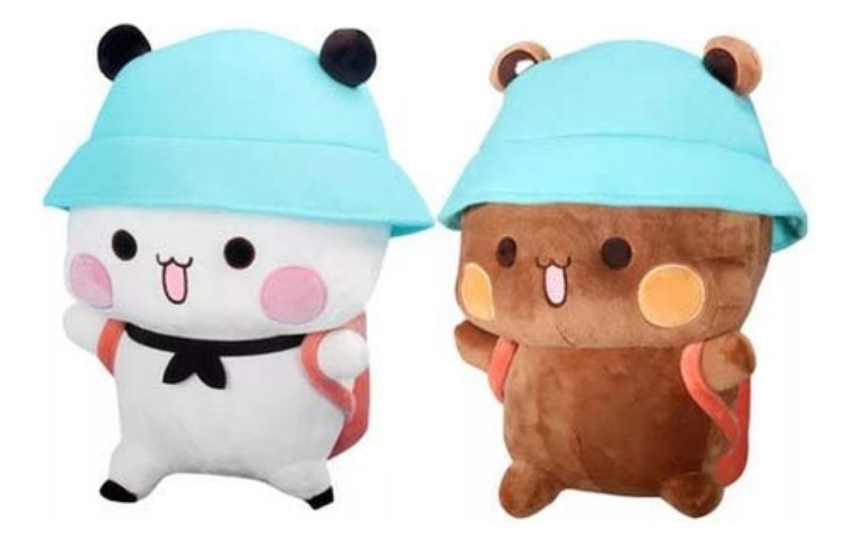 Bubu Y Dudu Peluches Lindo Muñeco De Dibujos Animados BLANCO CAFE GORRO AZUL 