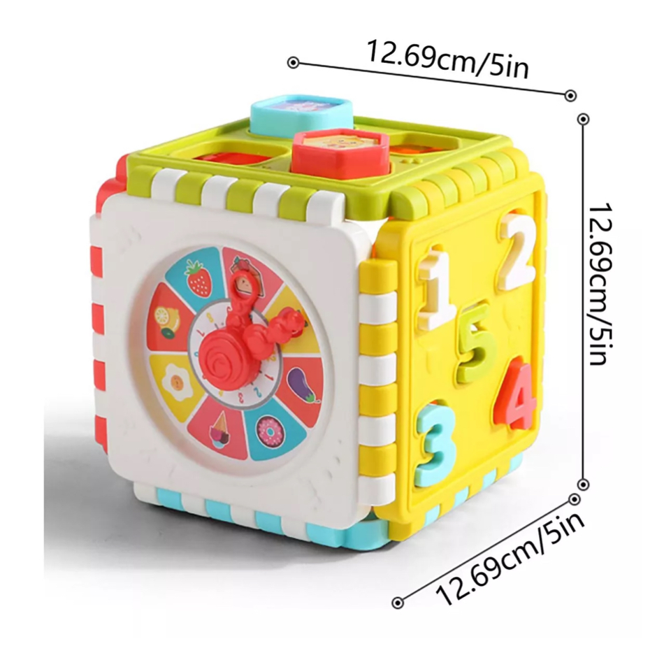 Maycoly Cubo Actividades Bebe 5 en 1,Cubo Actividades Cubo de Habilidades Juguetes Montessori con Juguete Xilófono, Ábaco, Laberinto de Perlas, Engranajes, Reloj, Regalo para niños y niñas 3 año