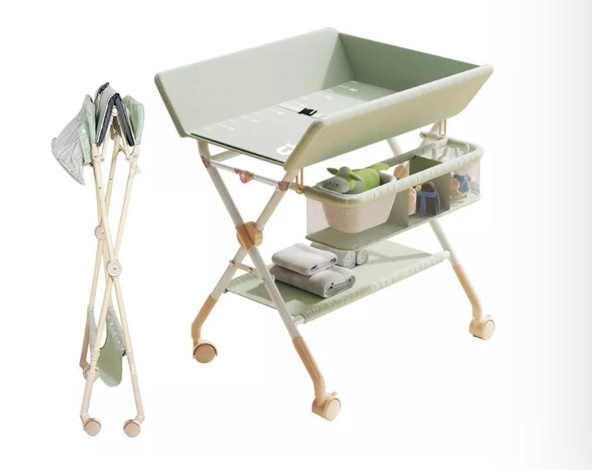 Cambiador Pañales Plegable Para Bebe Con Estante Organizador