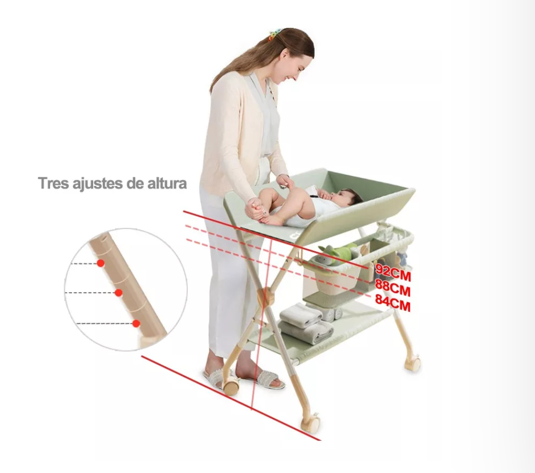 Cambiador Pañales Plegable Para Bebe Con Estante Organizador