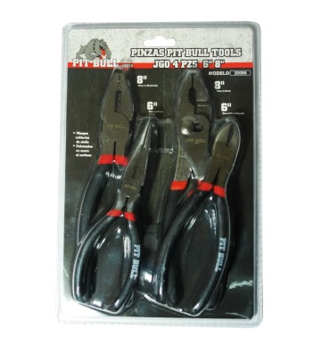 KIT PINZAS MEDIDAS 6"Y 8" 4 PIEZAS, MARCA PIT BULL TOOLS.  