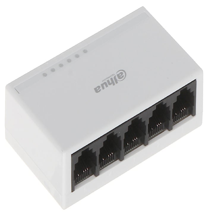 Switch Escritorio 5 Puertos DAHUA DH-PFS3005-5ET-L Ethernet 10/100Mbps Compacto REDES INTERNET PC
