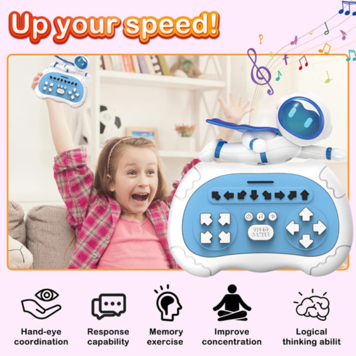 Consola De Juegos Rhythm Master Pop It Animal Azul acero ASTRONAUTA BLANCO