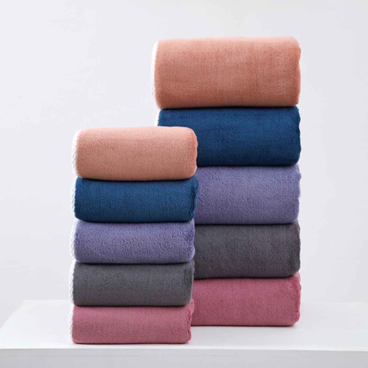 2pcs toalla baño grande lana coral suave 150x80cm y 40x80cm 760g marrón 