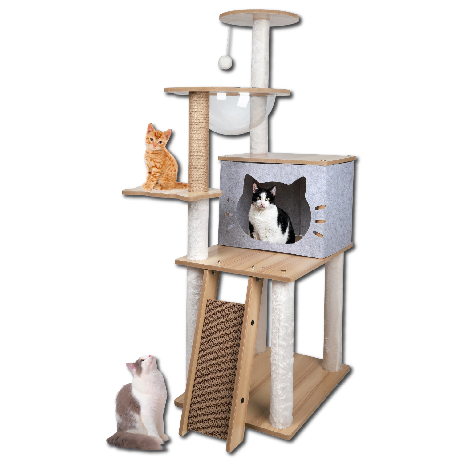 Mueble Rascador Poli Pets Multinivel En Color Gris – Estilo y Comodidad para tu Gato